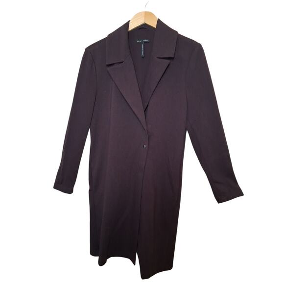 Sara Pacini Eggplant Purple Coat Snap Front Buttons 2 Pockets Made In Italy Sz 2 - Picture 2 of 7
